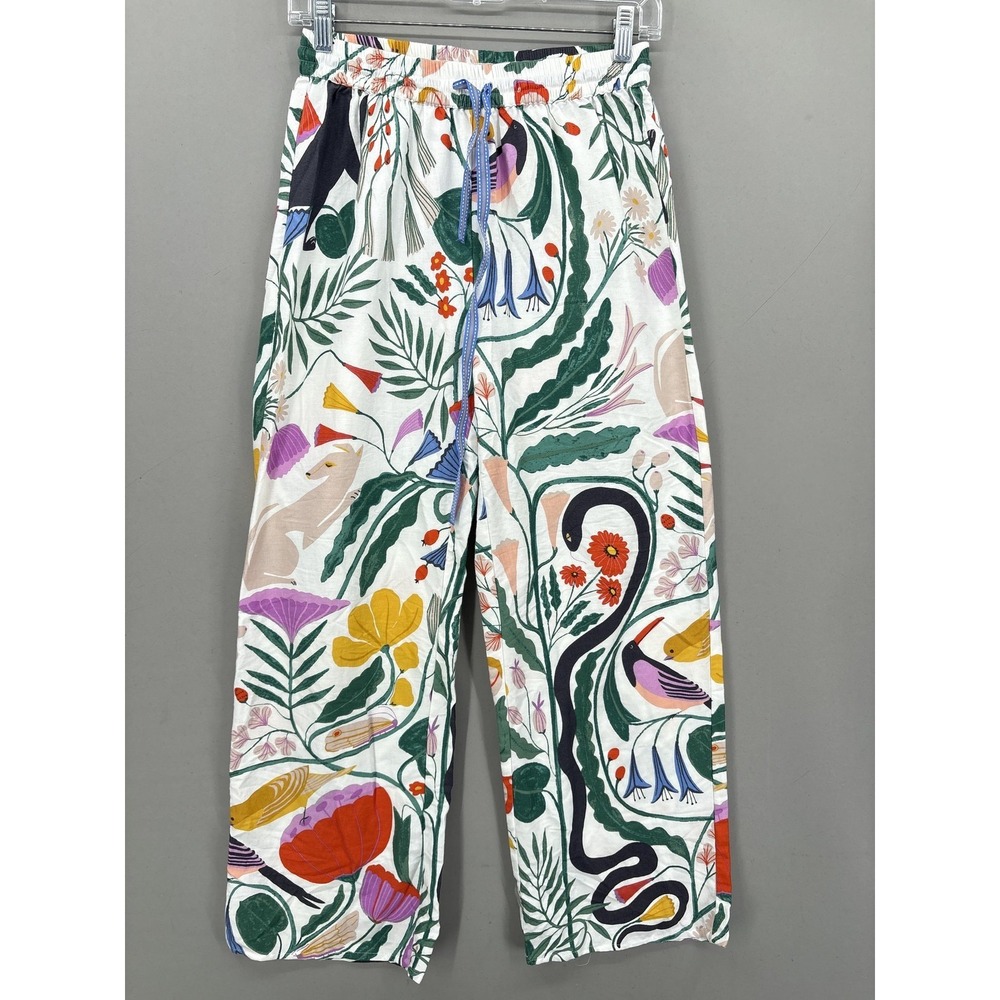 Megan Galante Anthropologie Lounge Pants Pajama XS Multicolor Animal Floral